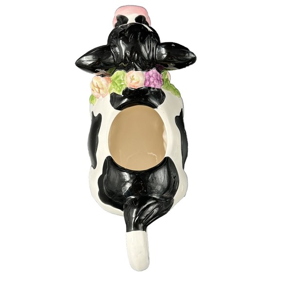 Wangs Vintage Black and White Cow Teapot with Red Bird on Lid Tail is Handle - Picture 6 of 8